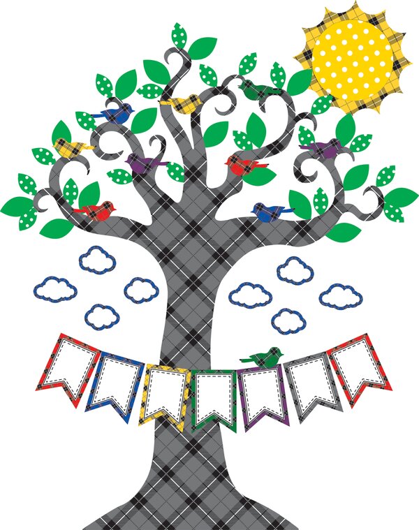 TCR5848 Plaid Tree Bulletin Board Image