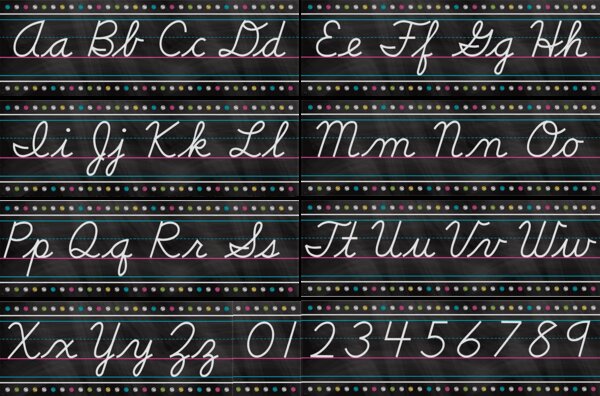 TCR5858 Chalkboard Brights Cursive Writing Bulletin Board Display Set Image