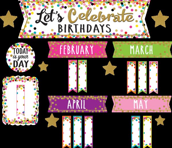 TCR5884 Confetti Let's Celebrate Birthdays Mini Bulletin Board Image