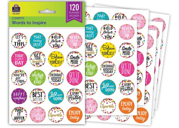 TCR5909 Confetti Words to Inspire Planner Stickers Image