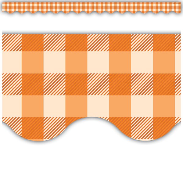 TCR5999 Orange Gingham Scalloped Border Trim Image