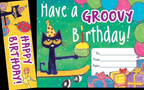 TCR60327 Pete the Cat Groovy Birthday! Bookmark Awards Image