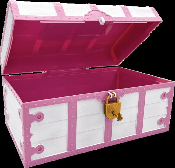 TCR6055 Pink and White Treasure Chest with Lock and Key Image