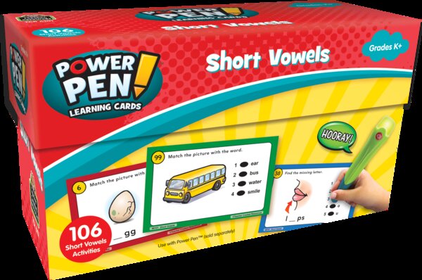 TCR6101 Power Pen Learning Cards: Short Vowels Image