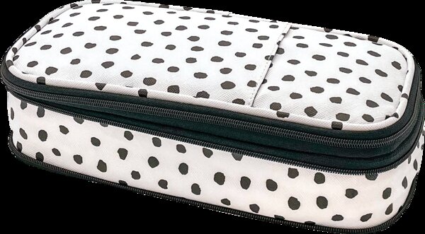 TCR6124 Black Painted Dots on White Pencil Case Image