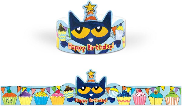 TCR62000 Pete the Cat Happy Birthday Crowns Image