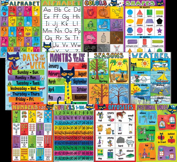 TCR62002 Pete the Cat Early Learning Small Poster Pack Image