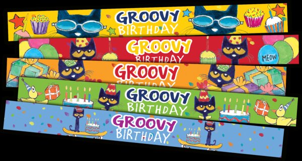 TCR62007 Pete the Cat Groovy Birthday Slap Bracelets Image