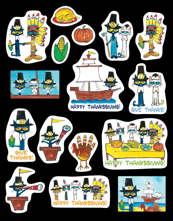 TCR62024 Pete the Cat Thanksgiving Stickers Image