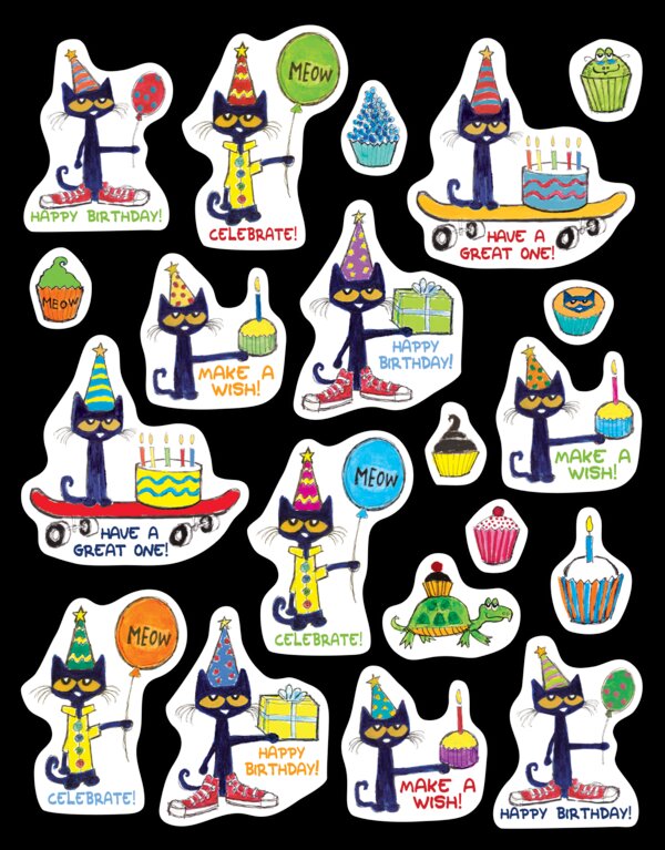 TCR62025 Pete the Cat Happy Birthday Stickers Image