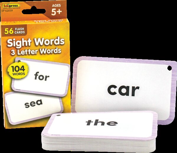 TCR62039 Sight Words Flash Cards - 3 Letter Words Image