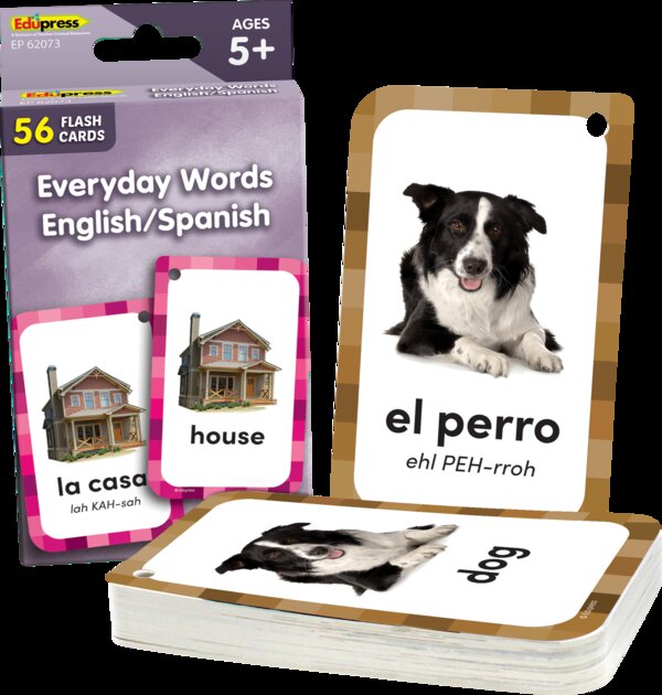 TCR62073 Everyday Words English/Spanish Flash Cards Image