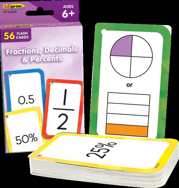 TCR62098 Fractions, Decimals & Percents Flash Cards Image