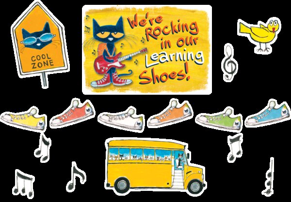 TCR62383 Pete the Cat We're Rocking in Our Learning Shoes Bulletin Board Image