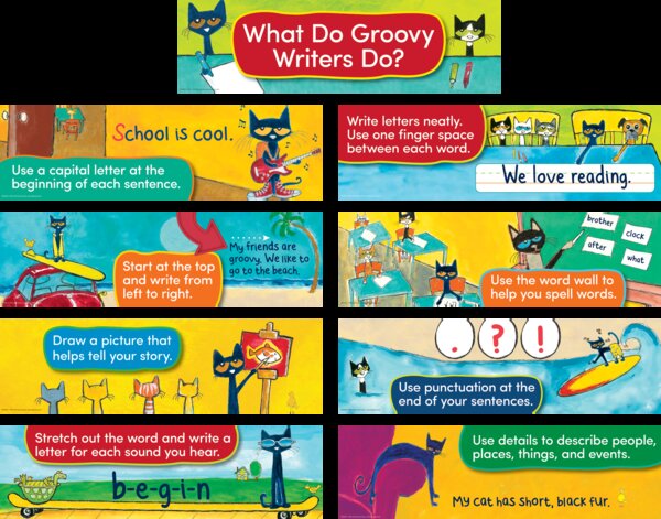 TCR62390 Pete the Cat Writing Strategies Mini Bulletin Board Image