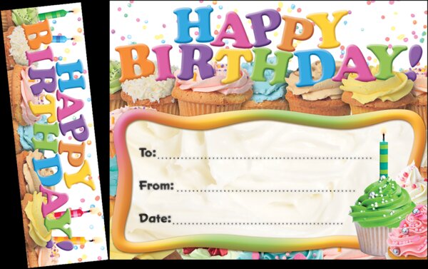 TCR63024 Happy Birthday! Cupcakes Bookmark Awards Image