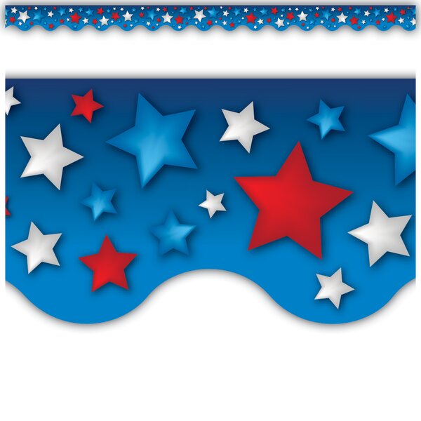TCR63173 Patriotic Stars Scalloped Border Trim Image