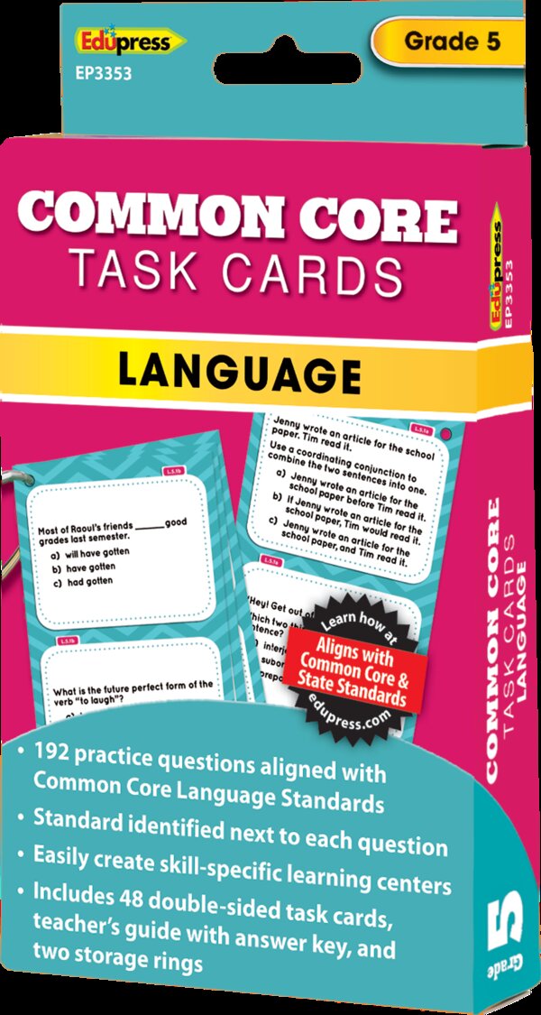 TCR63353 Common Core Language Task Cards Grade 5 Image