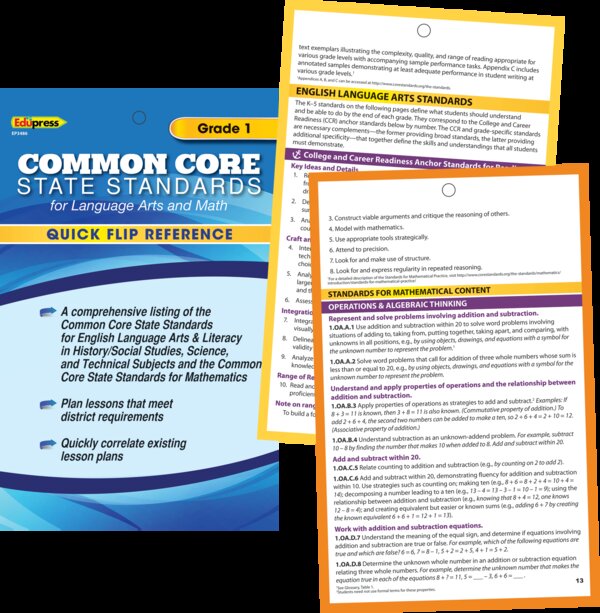 TCR63486 Quick Flip Reference for Common Core State Standards Grade 1 Image