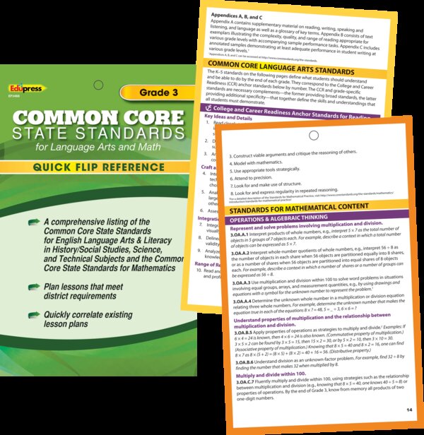 TCR63488 Quick Flip Reference for Common Core State Standards Grade 3 Image