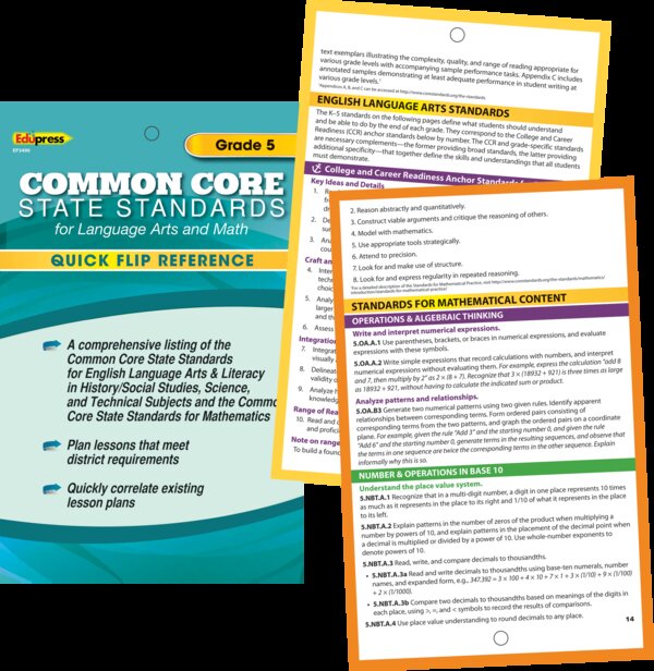 TCR63490 Quick Flip Reference for Common Core State Standards Grade 5 Image