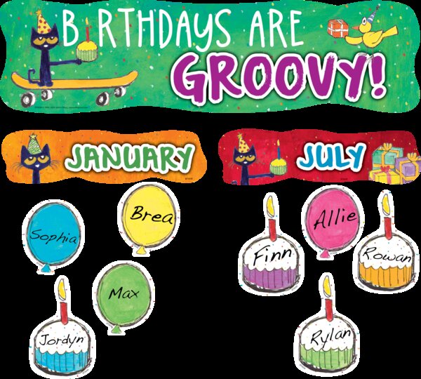 TCR63649 Pete the Cat Birthdays Are Groovy Mini Bulletin Board Image