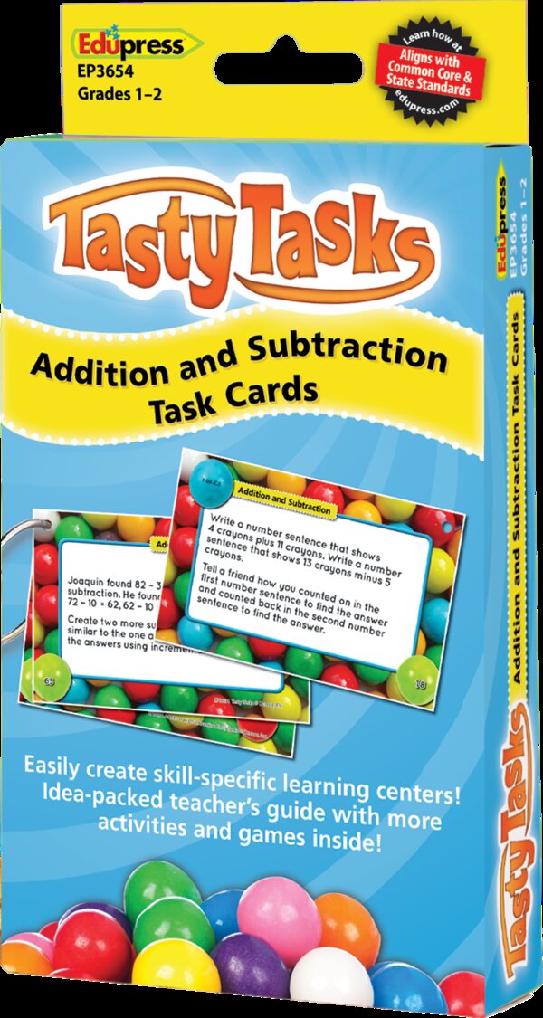 TCR63654 Tasty Task Cards: Addition/Subtraction Image