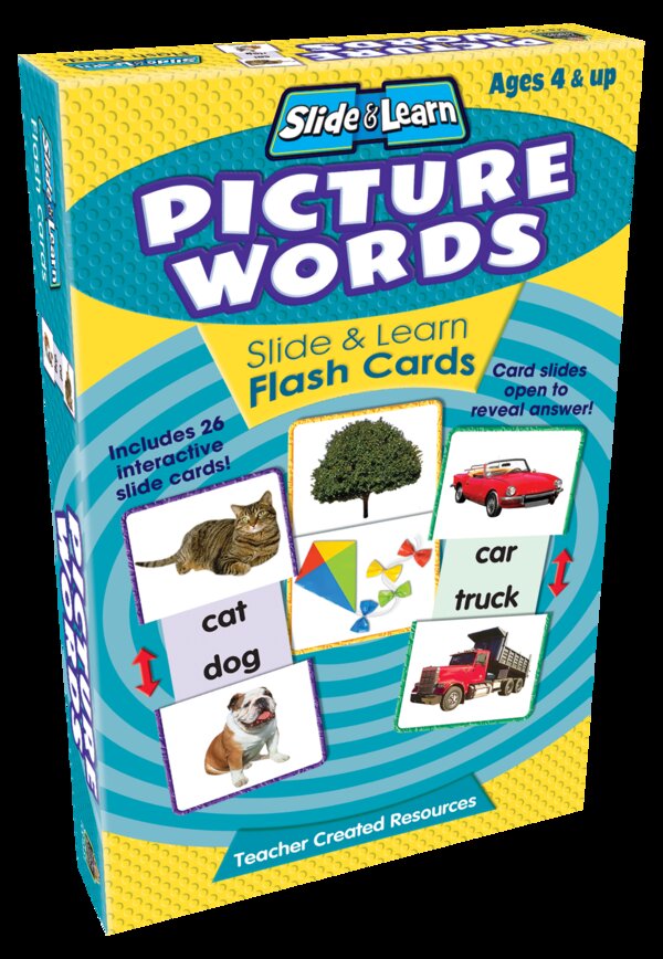 TCR6555 Picture Words Slide & Learn Flash Cards Image