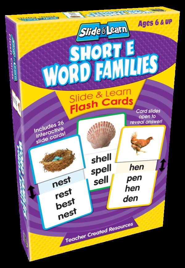 TCR6558 Short E Word Families Slide & Learn Flash Cards Image