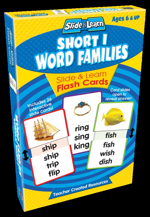 TCR6560 Short I Word Families Slide & Learn Flash Cards Image