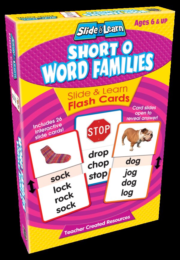 TCR6561 Short O Word Families Slide & Learn Flash Cards Image