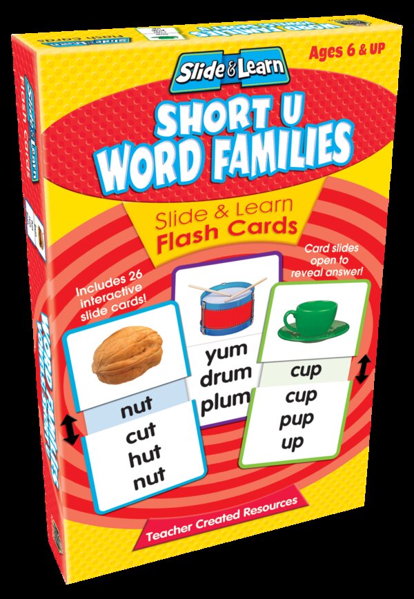 TCR6562 Short U Word Families Slide & Learn Flash Cards Image