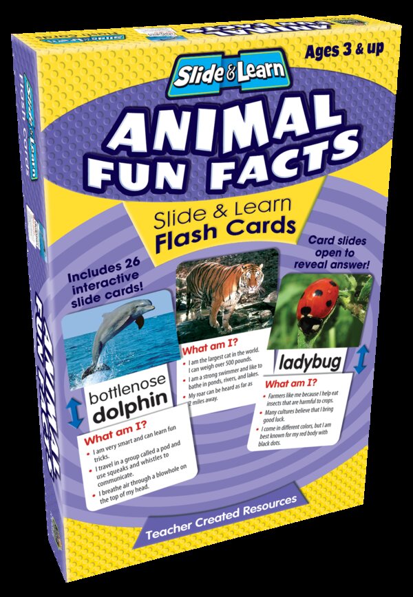 TCR6563 Animal Fun Facts Slide & Learn Flash Cards Image