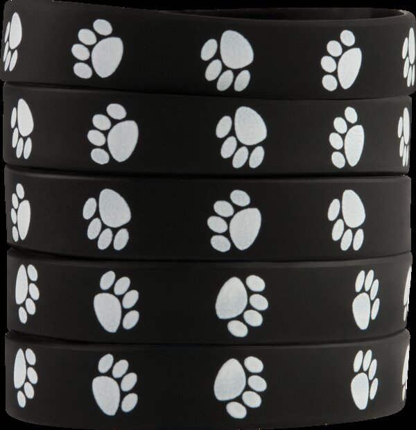 TCR6570 Black with White Paw Prints Wristbands Image