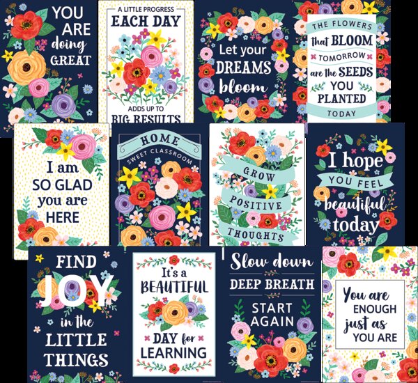 TCR6624 Wildflowers Positive Sayings Small Poster Pack Image