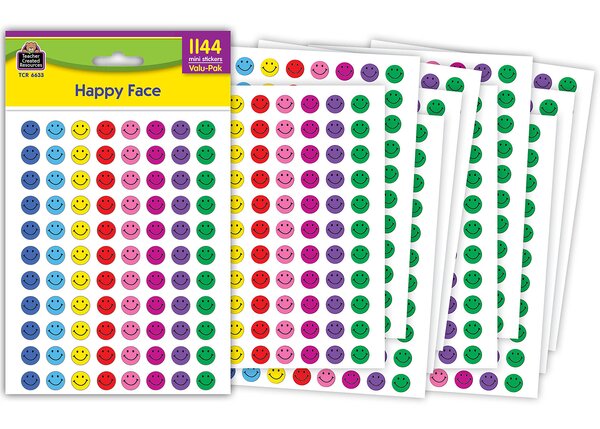 TCR6633 Happy Face Mini Stickers Valu-Pak Image