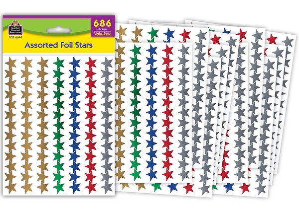 TCR6644 Assorted Foil Stars Stickers Valu-Pak Image