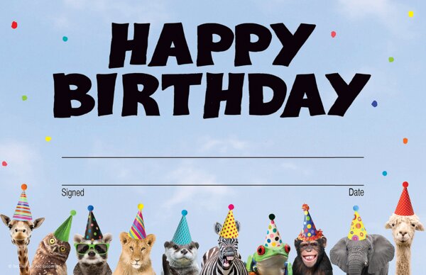 TCR6853 Go Wild Animals Happy Birthday Awards Image