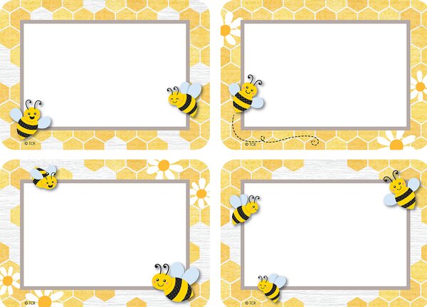 TCR6910 Buzzing Bees Name Tags/Labels - Multi-Pack Image