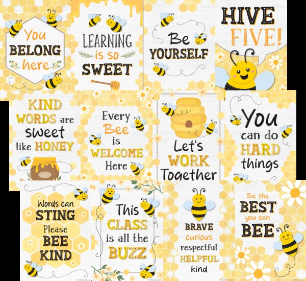 TCR6914 Buzzing Bees Positive Sayings Small Poster Pack Image