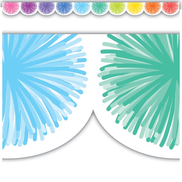 TCR6919 Colorful Poms Scalloped Die-Cut Border Trim Image