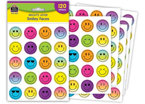 TCR6941 Brights 4Ever Smiley Faces Stickers Image