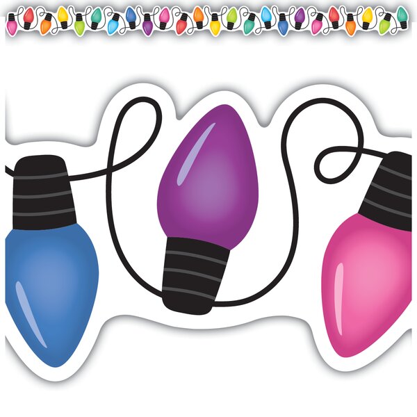 TCR6952 Colorful Holiday Lights Die-Cut Border Trim Image