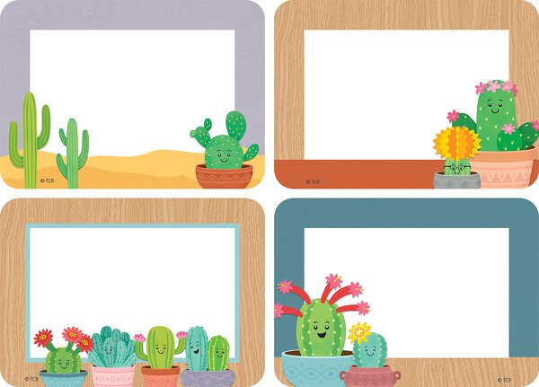 TCR6961 Happy Cactus Crew Name Tags/Labels - Multi-Pack Image