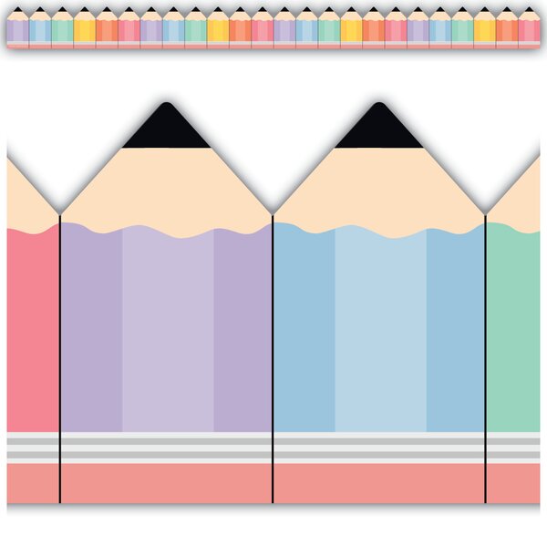TCR6976 Cool for School Pencils Die-Cut Border Trim Image