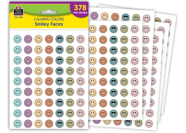 TCR6987 Calming Colors Smiley Faces Mini Stickers Image