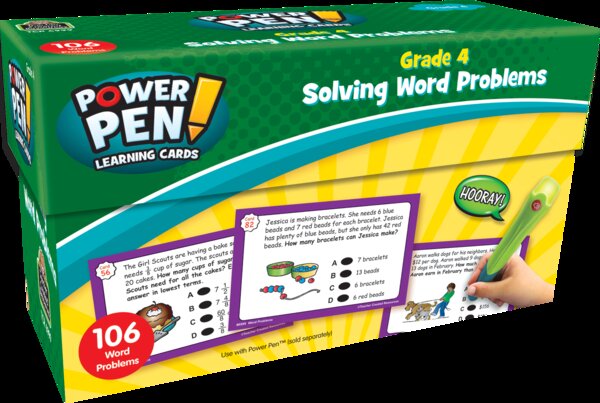 TCR6999 Power Pen Learning Cards: Solving Word Problems Grade 4 Image