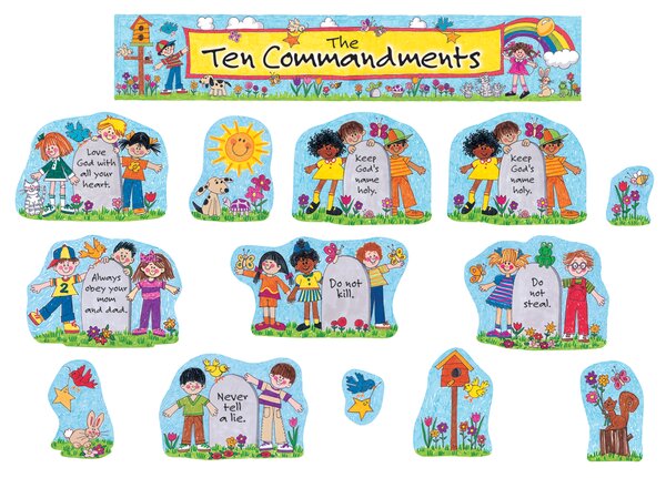 TCR7000 Children's Ten Commandments Bulletin Board Display Set Image