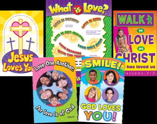 TCR7037 God is Love Bulletin Board Display Set Image