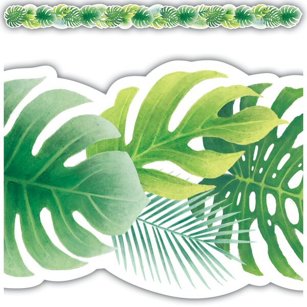 TCR7079 Tropical Leaves Die-Cut Border Trim Image
